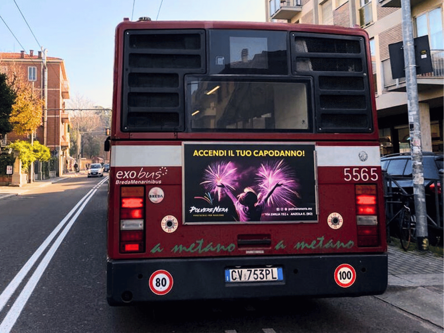 Affissione Pubblicitaria sul retro di un Autobus a Bologna